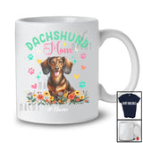 Personalized Custom Name Dachshund Mom; Amusing Mother's Day Flowers Paws; Family T-Shirt