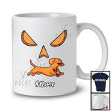 Personalized Custom Name Dachshund Sausage Pumpkin Face; Creepy Halloween Family Group T-Shirt