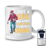 Personalized Custom Name Dad Came Back With Drunk; Humorous Father's Day Skeleton Drinking T-Shirt