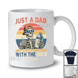 Personalized Custom Name Dad Came Back With Milk; Proud Father's Day Vintage Retro Skeleton T-Shirt