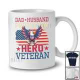 Personalized Custom Name Dad Husband Protector Hero Veteran; Proud Father's Day US Flag T-Shirt