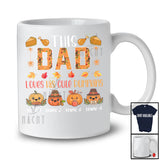 Personalized Custom Name Dad Loves His Cute Pumpkins; Lovely Thanksgiving Fall Leaf Family T-Shirt