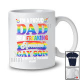 Personalized Custom Name Dad Of A Freaking Gay Son; Lovely Mother's Day Gay Flag LGBTQ T-Shirt