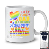 Personalized Custom Name Dad Of Awesome Gay Daughter; Proud Father's Day LGBTQ Heart Family T-Shirt