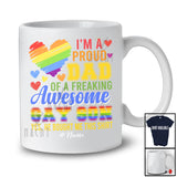 Personalized Custom Name Dad Of Awesome Gay Son; Proud Father's Day LGBTQ Heart Family T-Shirt