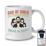 Personalized Custom Name Dad Of Girls Outnumbered; Happy Father's Day Daughters; Vintage T-Shirt