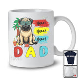 Personalized Custom Name Dad, Cute Summer Vacation Pug Sunglasses, Family Group T-Shirt