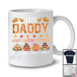 Personalized Custom Name Daddy Loves His Cute Pumpkins; Lovely Thanksgiving Fall Leaf Family T-Shirt