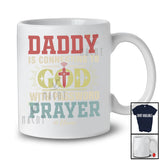Personalized Custom Name Daddy is Connecting to God Prayer; Lovely Father's Day Cross; Vintage T-Shirt