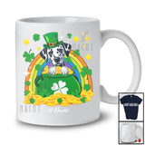 Personalized Custom Name Dalmatian Leprechaun In Pot Of Gold; Lovely St. Patrick's Day Rainbow T-Shirt