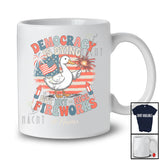 Personalized Custom Name Democracy Is Dying; Joyful 4th Of July Duck US Flag; Patriotic T-Shirt