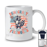 Personalized Custom Name Democracy Is Dying; Joyful 4th Of July Raccoon US Flag; Patriotic T-Shirt