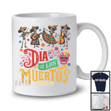 Personalized Custom Name Dia De Los Muertos; Colorful Mexican Four Guitarist Skeletons; Music T-Shirt