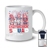 Personalized Custom Name Dispatcher Squad; Adorable 4th Of July Three Patriotic Gnomes T-Shirt