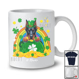 Personalized Custom Name Dobermanns Leprechaun In Pot Of Gold; Lovely St. Patrick's Day Rainbow T-Shirt