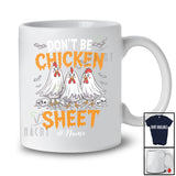 Personalized Custom Name Don't Be Chicken Sheet; Happy Halloween Three Chickens Boo; Farmer T-Shirt