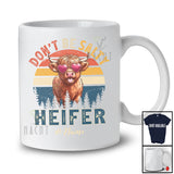 Personalized Custom Name Don't Be Salty Heifer; Lovely Highland Cow Heart Sunglasses; Farmer T-Shirt