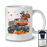 Personalized Custom Name Donkey Turkey On Monster Truck; Joyful Thanksgiving Fall Leaf T-Shirt