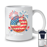 Personalized Custom Name Donut US Flag Fireworks; Joyful 4th Of July Chef Lunch Lady; Patriotic T-Shirt