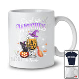 Personalized Custom Name Drink Up Witches; Cheerful Halloween Witch Beer Glass; Drinking T-Shirt