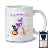 Personalized Custom Name Drink Up Witches; Cheerful Halloween Witch Wine Glass; Drinking T-Shirt