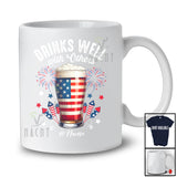 Personalized Custom Name Drinks Well With Others; Joyful 4th Of July Drinking Beer; Patriotic T-Shirt