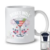 Personalized Custom Name Drinks Well With Others; Joyful 4th Of July Drinking Martini Cocktail T-Shirt