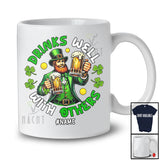 Personalized Custom Name Drinks Well With Others; Joyful St. Patrick's Day Leprechaun Drinking Beer T-Shirt