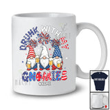 Personalized Custom Name Drunk With My Gnomies; Lovely 4th Of July Three Gnomes Drinking T-Shirt