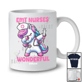 Personalized Custom Name EMT Nurses Are Wonderful; Adorable Dabbing Unicorn Nursing Magical T-Shirt