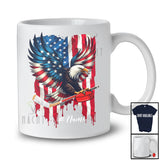 Personalized Custom Name Eagle With US Flag Ice Hockey; Humorous 4th Of July Player; Patriotic T-Shirt