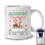 Personalized Custom Name Easily Distracted By Christmas Shiba Inus; Lovely Sweater Santa Dog T-Shirt