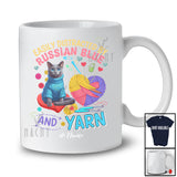 Personalized Custom Name Easily Distracted By Russian Blue And Yarn; Lovely Knitting Heart T-Shirt