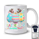 Personalized Custom Name Easter Egg Hunting Team; Colorful Easter Three Reindeer Bunny Eggs T-Shirt