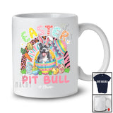 Personalized Custom Name Easter Pit Bull; Joyful Easter Leopard Rainbow; Eggs Hunting T-Shirt