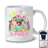 Personalized Custom Name Easter Pug; Joyful Easter Leopard Rainbow; Eggs Hunting T-Shirt