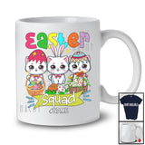 Personalized Custom Name Easter Squad; Lovely Three Bunny Cats Hunting Easter Eggs T-Shirt