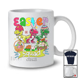 Personalized Custom Name Easter Squad; Lovely Three Bunny T-Rex Hunting Easter Eggs T-Shirt