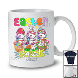 Personalized Custom Name Easter Squad; Lovely Three Bunny Unicorns Hunting Easter Eggs T-Shirt