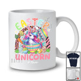 Personalized Custom Name Easter Unicorn; Joyful Easter Leopard Rainbow; Eggs Hunting T-Shirt