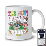 Personalized Custom Name Egg Hunt Squad; Joyful Easter Three Bunnies With Easter Basket Egg T-Shirt