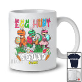 Personalized Custom Name Egg Hunt Squad; Joyful Easter Three T-Rex Bunnies With Easter Basket Egg T-Shirt