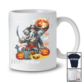 Personalized Custom Name Elephant Pirate; Lovely Halloween Elephant Wild Animal Pumpkin T-Shirt