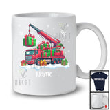 Personalized Custom Name Elf Driving Crane Truck, Adorable Christmas ELF Driver, X-mas Team T-Shirt