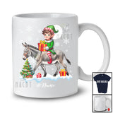 Personalized Custom Name Elf Riding A Donkey; Amazing Christmas Snowing Donkey Farm Farmer T-Shirt