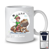 Personalized Custom Name Elf Riding Bearded Dragon, Joyful Christmas Moon Snow, X-mas Team T-Shirt