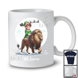 Personalized Custom Name Elf Riding Lion, Joyful Christmas Moon Snow Lion, X-mas Team T-Shirt