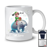 Personalized Custom Name Elf Riding Manatee, Joyful Christmas Moon Snow Manatee, X-mas Team T-Shirt