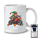 Personalized Custom Name Elf Riding Motorbike, Adorable Christmas ELF Rider, X-mas Team T-Shirt