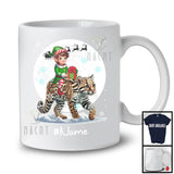 Personalized Custom Name Elf Riding Ocelot, Joyful Christmas Moon Snow Ocelot, X-mas Team T-Shirt